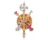 <span class='ref_item'>179 -</span> <span class="object_title">PIN MILITAR DE SOLAPA EN ORO 18KT, RUBÍES Y DIAMANTES</span>  <p><span class="technical_description">Pin realizado en oro de 18kt. Con diseño de distintivo de permanencia de la Legión española, adornado con rubíes con peso total aprox 0.10.ct y diamantes en talla brillante sobre vistas en blanco con peso total aprox 0.05ct.<br/>Cierre: Tuerca<br/>Medidas: 3,5 x 1,8cm</span><br>Peso: <span class="PESO_HCES1">4,80</span> <span class="PESOUMED_HCES1">gr.</span><br></p>