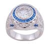 <span class='ref_item'>91 -</span> <span class="object_title">SOLITARIO EN PLATA 925, MOISSANITA Y PIEDRAS DE COLOR</span>  <p><span class="technical_description">Anillo solitario realizado en plata de ley 925, estilo bombé con diseño grabado. Moissanita en talla brillante con peso aprox 3ct, acompañada de piedras azules y blancas. <br/>Medida Sortija: 15</span><br>Peso: <span class="PESO_HCES1">11</span> <span class="PESOUMED_HCES1">gr.</span><br></p>
