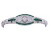 <span class='ref_item'>15 -</span> <span class="object_title">BRAZALETE EN PLATA DE LEY 978m/m, CIRCONITAS Y PIEDRAS SINTÉTICAS DE COLOR VERDE</span>  <p><span class="technical_description">Pulsera brazalete realizada en Plata de Ley 978m/m, montando tres circonitas en la parte central en talla brillante y cuadrada y veinte engastadas en la pulsera, con peso total aprox de todas las circonitas 10ct. Cubierta por un ribete de piedras sintéticas de color verde, en talla baguette.<br/>Longitud: 17cm articulada</span><br>Peso: <span class="PESO_HCES1">21,20</span> <span class="PESOUMED_HCES1">gr.</span><br></p>