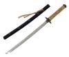 <span class='ref_item'>115 -</span> <span class="object_title">KATANA CORTA JAPONESA</span>   <p><span class="technical_description">Katana corta japonesa. Empuñadura en pasta de madera con 6 grabaciones de guerreros y protector de mano y remate en metal dorado. Hoja realizada en acero pulido de 47cm. Se acompaña de funda dura forrada de piel negra, remates en metal dorado y soporte con cinta para colgar en la cintura.<br/>Longitud total: 67cm</span><br></p>