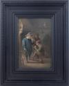 <span class='ref_item'>83 -</span> <span class="object_title">SEGUIDOR DE DAVID II TENIERS (1610-1690) "FUMADORES" (S.XVII)</span>   <p><span class="technique_material">Óleo sobre tabla</span><br><span class="technical_description">Se muestra un interior de una taberna con tres figuras masculinas fumando. Predominio de colores terrosos y amarillos. El tono azul de la indumentaria del hombre en primera fila permite que nuestra mirada se enfoque directamente en él. Enmarcado. Marco al estilo flamenco del S.XVII. <br/>Dimensiones con marco: 36,5x29,4cm.</span><br></p>