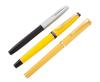 <span class='ref_item'>181 -</span> <span class="object_title">LOTE DE TRES PLUMAS ESTILOGRÁFICAS</span>   <p><span class="technical_description">- Pluma estilográfica WATERMAN con plumín dorado. Lacada en negro y amarillo. Carga por cartucho.<br/>- Pluma estilográfica LOEWE con plumín "Iridium Point". Recubierta de piel amarilla. Carga por cartucho.<br/>- Pluma estilográfica SHEAFFER recubierta en resina negra con carga por cartucho.</span><br><span class="PESO_HCES1">82 </span><span class="PESOUMED_HCES1">gr.</span><br></p>