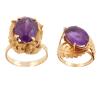 <span class='ref_item'>147 -</span> <span class="object_title">DOS SORTIJAS EN ORO 18KT Y AMATISTAS</span>  <p><span class="technical_description">Lote de 2 sortijas realizada en oro de 18kt. Cada sortija con una amatista en talla oval y decoración vegetal<br/>Medida Sortija: 21 y 12<br/>Peso bruto total: 18,6gr</span><br></p>