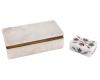 <span class='ref_item'>181 -</span> <span class="object_title">DOS JOYEROS EN PIEDRA BLANCA</span>   <p><span class="technical_description">Caja rectangular realizada en alabastro con bordes en metal dorado. Medidas: 5,5x18x9cm<br/>Pequeña caja en mármol blanco veteado con incrustaciones de piedras de colores. Motivos florales en cuerpo y tapa. Medidas: 2,5x7,5x5cm</span><br></p>
