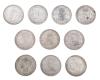 <span class='ref_item'>47 -</span> <span class="object_title">DIEZ MONEDAS DE 5 PESETAS EN PLATA DE LEY</span>  <p><span class="technical_description">Lote formado por 10 monedas realizadas en plata de ley de 5 pesetas, de diferentes años: 6 de 1898, dos de 1897, una de 1871 y otra de 1894.<br/>Diámetro: 37mm<br/>Peso neto total: 246gr (24,6gr cada una)</span><br></p>