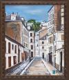<span class='ref_item'>12 -</span> <span class="object_title">COPIA DE LA OBRA ORIGINAL "L'IMPASSE COTTIN, MONMATRE" DE MAURICE UTRILLO (Francia, 1883-1955)</span>   <p><span class="technique_material">Óleo sobre lienzo</span><br><span class="technical_description">Representa una reproducción al óleo del cuadro original ubicado en el Centre Pompidou (París), del pintor francés Maurice Utrillo (Francia, 1883-1955) realizada en 1910.<br/>Firmado por copista Mº. LO M en el ángulo inferior derecho.<br/>Enmarcado en madera tallada. El lienzo presenta un desperfecto en el lateral derecho.<br/>Medidas marco: 51x43,5cm</span><br></p>