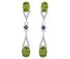 <span class='ref_item'>90 -</span> <span class="object_title">PENDIENTES EN PLATA DE LEY, PERIDOTOS, DIAMANTES Y TOPACIOS</span>  <p><span class="technical_description">Pendientes largos con movimiento realizados en plata de ley. Adornados por peridotos en talla oval con peso total aprox 4.50ct, diamantes en talla brillante con peso total aprox 0.20ct y topacios azules centrales en talla princesa<br/>Cierre: Presión<br/>Longitud: 3,7cm<br/>Ref 15055</span><br>Peso: <span class="PESO_HCES1">4,90</span> <span class="PESOUMED_HCES1">gr.</span><br></p>