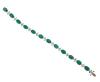 <span class='ref_item'>62 -</span> <span class="description">PULSERA EN ORO 9KT, ESMERALDAS Y AGUAMARINAS</span>  <p><span class="description">Pulsera realizada en oro de 9kt. Compuesta por esmeraldas en talla oval con peso total aprox 13ct y aguamarinas en talla princesa con peso total aprox 3.30ct Cierre: Caja con lengüeta Longitud: 18cm Ref 16145 Peso: 10,90 gr.</span></p>