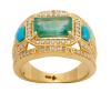 <span class='ref_item'>64 -</span> <span class="description">SORTIJA EN ORO DE 9KT, ESMERALDA, TURQUESAS Y DIAMANTES</span>  <p><span class="description">Sortija realizada en oro de 9kt. Con una esmeralda central en talla octogonal con un peso total aprox (2.1ct), turquesas y diamantes.<br>Medida Sortija: 13<br>Ref: 15116-1<br>Peso: 6,9 gr.</span></p>