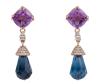 <span class='ref_item'>248 -</span> <span class="object_title">PAREJA DE PENDIENTES REALIZADOS EN ORO DE 18KT, AMATISTAS, TOPACIOS Y DIAMANTES</span>  <p><span class="technical_description">Pareja de pendientes largos con movimiento realizados en oro de 18kt. Formados por amatistas en talla cuadrada con peso total aprox 5,7.ct, topacios color blue london con peso total aprox. 12ct y diamantes en talla brillante y cuadrada con peso total aprox 0,4.ct<br/>Cierre: presión<br/>Longitud: 3.3 cm<br/>ref. 15096-1</span><br>Peso: <span class="PESO_HCES1">7,2</span> <span class="PESOUMED_HCES1">gr.</span><br></p>