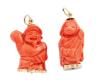 <span class='ref_item'>145 -</span> <span class="object_title">DOS COLGANTES DE ORO DE 18KT Y CORAL</span>  <p><span class="technical_description">Lote compuesto por dos colgantes de coral con tallas de figuras humanas y aplicaciones en la base y en el asa de oro de 18kt.<br/>Longitud: 3.5cm<br/> </span><br>Peso: <span class="PESO_HCES1">30,10</span> <span class="PESOUMED_HCES1">gr.</span><br></p>