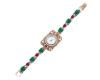 <span class='ref_item'>65 -</span> <span class="object_title">RELOJ EN PLATA MACIZA DE LEY Y BRONCE. CON CUARZOS VERDES Y GRANATES Y RUBIES Y CIRCONITAS. (CUARZO)</span>  <p><span class="technical_description">Reloj realizado en plata maciza de ley y bronce. La caja está adornada por rubíes y circonitas y la pulsera lleva tallas redondas de cuarzos verdes y granates.<br/>Longitud: 17cm y cierre de pestaña.<br/>En funcionamiento</span><br>Peso: <span class="PESO_HCES1">40,40</span> <span class="PESOUMED_HCES1">gr.</span><br></p>