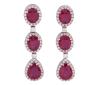 <span class='ref_item'>16 -</span> <span class="object_title">PENDIENTES EN ORO MACIZO  DE 18 KT, RUBIES Y DIAMANTES</span>  <p><span class="technical_description">Pareja de pendientes realizados en oro de 18 kt, largos , compuestos por tres cuerpos de rubies en tallas ovales y perillas, con peso total aprox (10 ct), adornados por diamantes en talla brillante con peso total aprox (1ct).<br/>Longitud: 4 cm<br/>Cierre: Presión<br/> </span><br>Peso: <span class="PESO_HCES1">10,80</span> <span class="PESOUMED_HCES1">gr.</span><br></p>