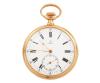 <span class='ref_item'>232 -</span> <span class="object_title">RELOJ LEPIN DE BOLSILLO OMEGA EN ORO DE 18 KT. SISTEMA REMONTOIR</span>  <p><span class="technical_description">Reloj lepin de bolsillo OMEGA , en oro de 18 kt. Constratado y numerado ( Nº  4458427 ).<br/>Esfera de porcelana blanca con números romanos, segundero a las 6. En la tapa posterior las iniciales  F. J. J. <br/>Sistema remontoir. En estado de marcha.<br/>Ref:  2.35.1879<br/>Peso total: 60.70 gr</span><br></p>
