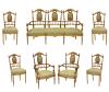 <span class='ref_item'>228 -</span> <span class="description">SILLERIA ESTILO LUIS XVI , DORADA Y TALLADA </span>  <p><span class="description">Sillería estilo Luis XVI compuesta por tresillo , dos sillones y cuatro sillas. Con respaldo a media altura acolchado . En madera de haya dorada y tallada, tapizada en verde rugoso.<br>Con pequeñas faltas de dorado por uso.</span></p>