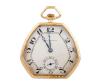 <span class='ref_item'>146 -</span> <span class="object_title">RELOJ LEPIN DE BOLSILLO ALTO WATCH EN ORO DE 18 KT. ART-DECÓ SISTEMA REMONTOIR</span>  <p><span class="technical_description">Reloj lepin de bolsillo marca ALTO WATCH, con original diseño hexagonal ,en oro de 18 kt. Art-déco.Sistema remontoir. Esfera plateada con números árabes y segundero a las 6, agujas de acero azulado, medida esfera en su parte más ancha 4 cm. Tapa posterior en liso con greca en bisel. En estado de marcha. Ref: 1.35.2187<br/>Peso total: 45,20 gr</span><br></p>