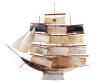 <span class='ref_item'>160 -</span> <span class="object_title">MAQUETA DE BARCO VELERO ARTESANAL,ELABORADO A MANO UTILIZANDO LÁMINAS DE ASTA</span>   <p><span class="technical_description">Maqueta de barco velero artesanal, elaborado a mano con láminas de asta y madera. Las laminas de asta pulidas en dos tonos simulando el casco y las velas , estas últimas unidas por cuerdas .<br/>Corona real el la vela más alta <br/>Medidas: 49 x 53 x 10.5 cm<br/>Peso: 913,8 gr</span><br></p>