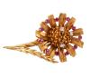 <span class='ref_item'>92 -</span> <span class="object_title">BROCHE CON FORMA DE FLOR EN ORO DE 18 KT, RUBIES Y DIAMANTES</span>  <p><span class="technical_description">Broche realizado en oro de 18 kt. con forma de flor , está adornado por rubíes sobre los pétalos en talla redondas y peso total aprox ( 0 .35 ct) y en su prte central tres diamantes en talla brillante con peso total aprox ( 0.04 ct)<br/>Cierrre: Aguja y sistema de seguridad<br/>Medidas: 4 x 3 cm</span><br>Peso: <span class="PESO_HCES1">17,5</span> <span class="PESOUMED_HCES1">gr.</span><br></p>