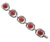 <span class='ref_item'>66 -</span> <span class="object_title">PULSERA EN PLATA DE LEY 925 Y CORNALINAS</span>  <p><span class="technical_description">Pulsera realizada en plata de ley 925 mm , con eslabones grandes ovalados y en el centro engastadas en bisel cornalinas en tallas cabujón redondo<br/>Cierre: Pestaña<br/>Longitud:18 cm<br/>Peso: 53 gr</span><br></p>
