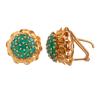 <span class='ref_item'>43 -</span> <span class="object_title">PENDIENTES ROSETA  ALTA  EN ORO DE 18 KT. Y ESMERALDAS</span>  <p><span class="technical_description">Pareja de pendientes con diseño de roseta alta realizados en oro de 18 kt. con cuajado central de esmeraldas en tallas redondas con peso total aprox(2 ct)<br/>Cierre: Omega<br/>Peso: 10 gr</span><br></p>