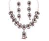 <span class='ref_item'>204 -</span> <span class="object_title">CONJUNTO DE GARGANTILLA Y PENDIENTES CON PIEDRAS DE COLOR ROSA Y BLANCO EN BRONCE Y METAL, CADENA Y PRESIONES EN PLATA DE LEY 925</span>  <p><span class="technical_description">Conjunto de gargantilla y pendientes con diseño clásico de medallones ovalados en bronce y metal, adornados con piedras imitación de colores rosa y blanco. Cadena de la gargantilla realizada en plata de ley 925 y cierre de mosquetón. Longitud: 40 cm. Pendientes largos de 8,5 cm y presiones en plata de ley 925. </span><br>Peso: <span class="PESO_HCES1">70,40</span> <span class="PESOUMED_HCES1">gr.</span><br></p>
