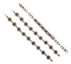 <span class='ref_item'>44 -</span> <span class="object_title">TRES PULSERAS EN PLATA DE LEY 925 Y BRONCE CON RUBIÉS SÍNTETICOS Y PIEDRAS DE COLOR Y BLANCAS</span>  <p><span class="technical_description">Lote formado por tres pulseras realizadas en plata de ley 925 y bronce, con diseño clásico adornadas por rubíes sintéticos, piedras verdes, negras y blancas de imitación. Cierres: dos de ellas mosquetón y una pestaña. Longitud: 18 cm las tres</span><br>Peso: <span class="PESO_HCES1">54</span> <span class="PESOUMED_HCES1">gr.</span><br></p>