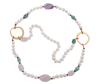 <span class='ref_item'>12 -</span> <span class="description">COLLAR DE CUENTAS ESFERICAS DE LARIMAR, CUENTAS FACETADAS AZULES Y COLGANTE DE AGATA AZULADA, CON APLICACIONES EN METAL DORADO</span>  <p><span class="description">Collar formado por cuentas esféricas de larimar, alternadas con cuentas facetadas más pequeñas azules, lleva colgante central con gran ágata azulada y el casquete del colgante y el broche en metal dorado. Cierre: Pasador. Longitud: 47 cm<br>Peso: 175,40 gr.</span></p>