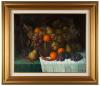 <span class='ref_item'>101 -</span> <span class="object_title">BODEGÓN CON FRUTAS Y GUINDILLAS, S.XX</span>   <p><span class="author">RENÉ MALLET (1891-1960)</span> <br><span class="technique_material">Óleo sobre lienzo</span><br><span class="technical_description">Firmado en el ángulo inferior derecho por el autor.<br/>Enmarcado en un bonito marco de madera tallada y dorada, con paspartú blanco acanalado de madera.<br/>Medidas con marco: 85.5cm x 98.5cm </span><br></p>