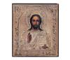 <span class='ref_item'>221 -</span> <span class="object_title">ICONO ORTODOXO REPRESENTANDO A JESUCRISTO SOBRE MADERA RECUBIERTA DE PLATA DE LEY 925 REPUJADA CON BAÑO DE ORO</span>  <p><span class="technical_description">Icono Ortodoxo que representa a Jesucristo . Pequeño cuadro de madera de forma ligeramente rectangular con pintura de Cristo Pantocrátor cubierta por lámina de plata de ley 925 con baño de oro y decoración repujada, dejando solo al descubierto el rostro y las manos de Jesús.<br/>Asa en la parte alta posterior para poder colgar.<br/>Medidas: 9,5 cm alto x 8,5 cm ancho x 1,3 cm de fondo<br/> </span><br>Peso: <span class="PESO_HCES1">93,70</span> <span class="PESOUMED_HCES1">gr.</span><br></p>