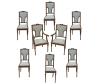 <span class='ref_item'>199 -</span> <span class="object_title">SILLERÍA CLÁSICA</span>   <p><span class="technical_description">Lote compuesto por 6 sillas y 2 sillones clásicos realizados en madera de roble teñida con detalles tallados principalmente en la parte superior del respaldo y tapizados en un tono beige con decoración de motivos florales. Una de las sillas con desperfectos en el tallado superior y otra en el tapizado del asiento. Medidas sillones: 106.5cm x 58cm x 50cm. Medidas sillas: 100.5cm x 42cm x 40.5cm</span><br></p>