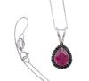 <span class='ref_item'>121 -</span> <span class="object_title">COLGANTE Y CADENA EN ORO DE 18 KT. CON RUBI Y DIAMANTES NEGROS</span>  <p><span class="technical_description">Colgante y cadena realizados en oro de 18 kt. El colgante con rubí central en talla perilla y peso aprox. 1 ct, lleva orla de diamantes negros en talla brillante con peso total aprox. 0.20 ct.<br/>Cadena de fino eslabón barbado y cierre con reasa. Longitud: 40 cm</span><br>Peso: <span class="PESO_HCES1">2</span> <span class="PESOUMED_HCES1">gr.</span><br></p>