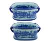 <span class='ref_item'>150 -</span> <span class="object_title">PAREJA DE JARDINERAS VINTAGE EN LOZA INGLESA (S.XX)</span>   <p><span class="technical_description">Pareja de jardineras vintage realizadas en loza inglesa. De estilo victoriano, esmaltadas y vidriadas, decoradas con escenas urbanas en azul y blanco. Llevan el sello de la marca "VICTORIA WARE IRONSTONE" en la base.<br/>Este tipo de objetos también se emplearon, entre otros usos, como maceteros, grandes jarrones, piezas decorativas y como recipiente lavapies. Medidas: 20.6cm x 47.5cm x 29.5cm. Peso: 8560gr cada una.</span><br></p>