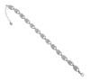 <span class='ref_item'>73 -</span> <span class="object_title">PULSERA EN PLATA DE LEY 925 Y CIRCONITAS</span>  <p><span class="technical_description">Pulsera realizada en plata de ley 925, compuesta por eslabones en forma almendrada abierta, adornados por cuajado de circonitas<br/>Cierre: Mosquetón. Longitud: 18 cm ( 3 cm de alargador)</span><br>Peso: <span class="PESO_HCES1">15,4</span> <span class="PESOUMED_HCES1">gr.</span><br></p>