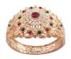 <span class='ref_item'>11 -</span> <span class="object_title">BRAZALETE EN METAL DORADO ,FILIGRANA Y PIEDRAS ROJAS, VERDES Y BLANCAS</span>  <p><span class="technical_description">Brazalete realizado en metal dorado con filigrana calada y adornada por piedras de imitación en colores rojo, verde y blanco<br/>Medidas: En su parte más ancha: 4,5 cm. Medida ovalo interior: 6 cm<br/>Con bisagra y cierre de caja con lengüeta  </span><br>Peso: <span class="PESO_HCES1">53,30</span> <span class="PESOUMED_HCES1">gr.</span><br></p>