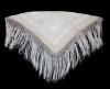 <span class='ref_item'>120 -</span> <span class="object_title">MANTÓN DE MANILA EN SEDA DE COLOR MELOCOTÓN O ROSA SUAVE, CON BORDADOS EN TONOS MARFIL. ENREJADO Y FLECOS</span>   <p><span class="technical_description">Elegante Mantón de Manila realizado sobre seda de color melocotón o rosa suave con bordados con motivos vegetales, de flores y de aves.<br/>Medidas: 1,50 cm x 1,50 cm sin contar enrejado y flecos que miden; 50 cm<br/>Muy buen estado en general , ligera mancha sobre bordado</span><br></p>