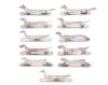 <span class='ref_item'>258 -</span> <span class="object_title">REPOSACUBIERTOS 11 UNIDADES CON DISEÑO ART DECÓ Y BAÑO MUY GRUESO DE PLATA</span>  <p><span class="technical_description">Lote compuesto por 11 reposacubiertos con diseño ART DÉCO, años 30-40 del siglo XX, con formas de animales muy estilizados, (conejos, faisanes, perros y patos), utilizados en las mesas de la época marcando el gusto por el detalle.<br/>Están realizados con un baño muy grueso de plata, lo indican los punzones o marcas del orfebre sobre cada una de las piezas. Posible origen británico (por punzones).</span><br>Peso: <span class="PESO_HCES1">811,50</span> <span class="PESOUMED_HCES1">gr.</span><br></p>