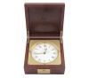 <span class='ref_item'>151 -</span> <span class="object_title">RELOJ CRONÓMETRO MARINO MARCA RICKMAN</span>   <p><span class="technical_description">Reloj Cronómetro Marino RICKMAN en caja de madera de caoba con detalles en latón. Movimiento de cuarzo con esfera blanca. Numeración romana para las horas y numeración arábiga para los minutos. En funcionamiento.</span><br></p>