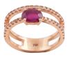 <span class='ref_item'>19 -</span> <span class="object_title">SORTIJA EN ORO DE 18 KT. CON RUBÍ Y DIAMANTES CHAMPAGNE</span>  <p><span class="technical_description">Sortija realizada en oro de 18 kt. con original diseño de doble brazo en oro rosado, con rubí central en talla oval engastado en garras y peso aprox. de 1 ct, adornado a los lados y en el doble brazo, por bandas de diamantes champagne en talla brillante engastados en grano con peso total aprox. de 0.40 ct<br/>Medida sortija: 12</span><br>Peso: <span class="PESO_HCES1">5,20</span> <span class="PESOUMED_HCES1">gr.</span><br></p>