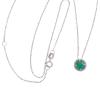 <span class='ref_item'>154 -</span> <span class="object_title">COLGANTE Y CADENA EN ORO DE 18 KT. CON ESMERALDA Y DIAMANTES</span>  <p><span class="technical_description">Colgante y cadena realizados en oro de 18 kt. El colgante con esmeralda central en talla redonda con peso aporx. 0.60 ct y orla de diamantes en talla brillante con peso total aprox. 0.13 ct. Cadena de fino eslabón barbado y cierre con reasa. Longitud: 45 cm. Se puede poner también, por asa en la cadena, en 40 cm<br/> </span><br>Peso: <span class="PESO_HCES1">1,60</span> <span class="PESOUMED_HCES1">gr.</span><br></p>