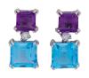 <span class='ref_item'>38 -</span> <span class="object_title">PENDIENTES EN ORO DE 18 KT. CON TOPACIOS SWISS BLUE , AMATISTAS Y DIAMANTES</span>  <p><span class="technical_description">Pareja de pendientes realizados en oro de 18 kt. con dos topacios Swiss Blue en pendentif, en talla cuadrada engastados en doble garra y peso total aprox. 7.14 ct.en la parte superior amatistas en talla cuadrada engastadas también en doble garra y peso total aprox. 1.94 ct.,en el centro diamantes en talla brillante con peso total aprox. 0.10 ct<br/>Cierre: Presión. Longitud: 1,8 cm</span><br>Peso: <span class="PESO_HCES1">5,15</span> <span class="PESOUMED_HCES1">gr.</span><br></p>
