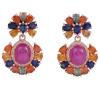 <span class='ref_item'>170 -</span> <span class="object_title">PENDIENTES EN PLATA DE LEY 925 CHAPADA EN ORO ROSA CON RUBIES Y ZAFIROS MULTICOLOR. JOYA EXCLUSIVA MODERNA</span>  <p><span class="technical_description">Pareja de pendientes realizados en plata de ley 925 chapada en oro rosa, de original diseños Precolombino o Azteca, colgantes de dos cuerpos con cabujones ovales en su parte central de rubíes adornados por zafiros multicolor<br/>Ref: 2354<br/>Cierre: Presión. Longitud: 2,50 cm</span><br>Peso: <span class="PESO_HCES1">7,8</span> <span class="PESOUMED_HCES1">gr.</span><br></p>