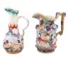 <span class='ref_item'>127 -</span> <span class="object_title">PAREJA DE JARRAS DE ESTILO CAPODIMONTE EN PORCELANA POLICROMADA Y DECORADAS CON ALTORRELIEVES</span>   <p><span class="technical_description">Lote formado por dos jarras<br/>- La primera es una jarra de cuello estrecho decorada con altorrelieve de friso corrido con querubines tirando de un chivo. Decorado con ribete dorado en el borde de la boca, la base y el asa. Con un poco de desgaste en el dorado del asa. Con sello de fabricación en la base. Medidas: 25cm altura<br/>- La segunda está decorada con altorrelieve de querubines o personajes clásicos. Tiene un asa distintiva modelada en forma de rama de vid y está decorada con motivos de vid y uvas. Con sello de fabricación en la base. Medidas: 22cm altura</span><br></p>