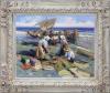 <span class='ref_item'>7 -</span> <span class="object_title">"REGRESO DE LA PESCA"</span>   <p><span class="author">Gabriel CASARRUBIOS (1953)</span> <br><span class="technique_material">Óleo sobre lienzo</span><br><span class="technical_description">La obra muestra una escena de pescadores y mujeres con vestimentas tradicionales trabajando junto a las barcas en la arena probablemente a la vuelta de faenar. Firmado en el ángulo inferior izquierdo.<br/>Enmarcado en un bonito marco de madera con molduras en tonos crema principalmente. Medidas con marco: 79 x 89.5cm</span><br></p>