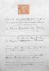 <span class='ref_item'>164 -</span> <span class="object_title">REAL CÉDULA MATRIMONIAL DE 1892 (REINADO DE ALFONSO XIII)</span>   <p><span class="technical_description">Este documento es una Real Cédula matrimonial de finales de 1892 expedida durante la minoría de edad del rey Alfonso XIII, con la Reina Regente María Cristina de Habsburgo-Lorena ejerciendo la jefatura del Estado en su nombre. Los contrayentes son Don Hipólito de Queralt y Fernández de Maquira, Marqués de Albaserrada y Doña María Luisa López y Nieulant hija de los condes de Atarés.<br/>En el documento se puede apreciar un sello fiscal de 25 pesetas del año 1892 perteneciente a la 4ªclase.</span><br></p>