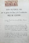 <span class='ref_item'>166 -</span> <span class="object_title">REAL CARTA DE SUCESIÓN DE 1919-1920 (REINADO DE ALFONSO XIII)</span>   <p><span class="technical_description">Este documento es una Real Carta de Sucesión del título nobiliario de Marqués de Albaserrada, expedida a favor de Don Hipólito de Queralt y López (Marqués de Besora), sucesor del título por fallecimiento de su padre (Don Hipólito de Queralt y Fernández Maquiera).<br/>En el documento se observan tres sellos/timbres móviles fiscalizados de España de 100 pesetas y 1ªclase (series numeradas: A.0023245, A.0023244, A.0023243).<br/>Se acompaña junto al documento principal la carta de pago del impuesto especial correspondiente a las sucesiones y otro documento donde el Sr. Ministro de Gracia y Justicia le dice al de Hacienda que se expida la Real Carta de sucesión.</span><br></p>