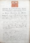 <span class='ref_item'>162 -</span> <span class="object_title">REAL CARTA DE SUCESIÓN DE 1890 (REINADO DE ALFONSO XIII)</span>   <p><span class="technical_description">Este documento es una Real Carta de Sucesión del título nobiliario de Marqués de Albaserrada, expedida en nombre del rey menor de edad Alfonso XIII y de su madre, la reina regente María Cristina, a favor de Don Hipólito de Queralt Fernández-Maquiera, Bernaldo de Quirós y Oranguren hermano e inmediato sucesor de Don Enrique de Queralt, Fernández-Maquiera, Bernaldo de Quirós y Oranguren Conde de Santa Coloma.<br/>En el documento se puede apreciar un sello fiscal de 75 pesetas del año 1890 perteneciente a la 2ªclase.<br/>Se acompaña junto al documento principal otro documento donde el Sr. Ministro de Gracia y Justicia le dice al de Hacienda que se expida la Real Carta de sucesión.</span><br></p>