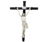 <span class='ref_item'>82 -</span> <span class="object_title">TALLA DE CRISTO CRUCIFICADO EN MARFIL (Finales S. XIX)</span>   <p><span class="technical_description">Talla de Cristo crucificado con una expresión detallada, los brazos elevados y detalles finamente labrados en el cabello y la barba. Realizada en marfil colocada sobre una cruz de madera teñida de negro. Sobre Cristo, en la cruz, hay una pequeña cartela realizada igualmente en marfil con la inscripción tradicional en latín 'JESUS NAZARENUS REX IUDAEORUM' (Jesús Nazareno Rey de los Judíos).<br/>Medidas de la talla: 50 x 23cm<br/>Medidas totales: 68 x 46cm</span><br></p>