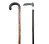<span class='ref_item'>112 -</span> <span class="object_title">LOTE DE 2 BASTONES PARA CAMINAR</span>   <p><span class="technical_description">- Bastón de paseo tradicional con empuñadura curva y un cuerpo de madera de diseño rústico. Cuenta con un regatón de goma en la punta inferior para evitar resbalones al caminar. Medidas: 93.5cm altura.<br/>- Bastón de diseño clásico con cuerpo de madera y empuñadura texturizada en relieve hecha en plata de ley 925mm. Dispone de un casquillo metálico decorativo que une la empuñadura con el cuerpo del bastón. En este casquillo aparecen grabadas las iniciales MM. El cuerpo es de madera teñida de negro. Cuenta con un regatón metálico en la punta inferior para proteger la madrea contra el desgaste al caminar. Medidas: 89.5cm</span><br></p>