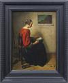 <span class='ref_item'>24 -</span> <span class="object_title">Copia de la obra original "LA ENCAJERA" del artista CASPAR NETSCHER (1635/39-1684) que forma parte de los fondos de la Wallace Collection en Londres, realizada por un seguidor anónimo.</span>   <p><span class="technique_material">Óleo sobre tabla</span><br><span class="technical_description">La obra muestra a una joven absorta en su labor de encaje de bolillos, un trabajo manual tradicional asociado con la paciencia y la virtud doméstica.<br/>La obra original fue realizada en 1662 y forma parte de los fondos de la Wallace Collection en Londres.<br/>Enmarcado en un marco de madera de estilo clásico y sobrio en color negro. Medidas con marco: 55.5 x 46cm</span><br></p>