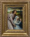 <span class='ref_item'>25 -</span> <span class="object_title">Reproducción de uno de los cuadros que forman el díptico original titulado "DÍPTICO DE LA CRUCIFIXIÓN" del artista ROGIER VAN DER WEYDEN (1399-1464) que se encuentra en Filadelfia (Philadelphia Museum of Art)</span>   <p><span class="technique_material">Óleo sobre tabla</span><br><span class="technical_description">La obra representa a la Virgen, desmayada de dolor al ver a Cristo crucificado mientras es sostenida por San Juan.<br/>Enmarcado en un marco de madera dorada. Medidas con marco: 53.5 x 42cm. Medidas tabla: 35 x 23.5cm   </span><br></p>